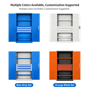 Armoire à outils robuste avec roulettes, armoire de rangement en acier à double porte avec serrure, étagères réglables pour garage, atelier - Product Image 3