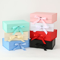 Boîte en papier pliable personnalisée avec ruban et nœud papillon, couvercle magnétique, emballage cadeau