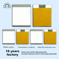 Panel de retroiluminación LED con placa guía de luz y cableado para espejo de baño con botón táctil de ahorro de energía