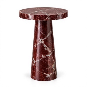 Mesa Auxiliar Moderna de Mármol Rojo Levanto para Muebles de Sala de Estar - Product Image 3