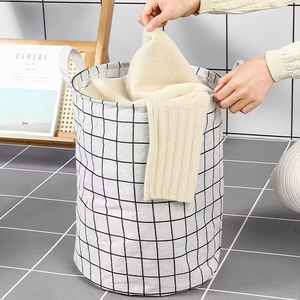 Panier à linge pliable grande capacité en coton et lin avec poignées, autoportant pour le rangement des vêtements - Product Image 4