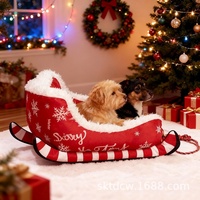 Lit pour chien et chat 2026 Pet Supplies Christmas Sled, en coton PP épaissi, chaud, lavable, pour toutes les saisons
