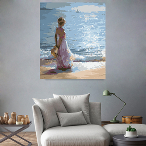 Pintura por Números DIY, Paisajes, Chica, Mujer, Paisaje Marino, Lienzo, Arte de Pared, Cuadro, Pintura sin Marco, Manualidades, Regalos, Set <span class=keywords><strong>para</strong></span> Adultos - Product Image 3