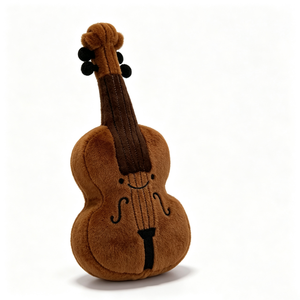 Jouet en peluche musical personnalisé, violon en peluche marron avec visage souriant, adorable violon en peluche souriant - Product Image 1