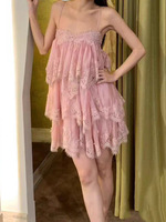 Robe longue à volants en dentelle style européen et américain, coupe crayon amincissante en polyester, pour site web indépendant