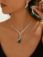Parure de bijoux de mariée élégante en cuivre, accessoires de gros, collier et boucles d'oreilles magnifiques pour mariages, fêtes et robes de soirée