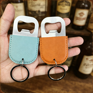 Llavero Abridor de Botellas de Cuero Sintético Grabable con Láser, Abridor de Cerveza de Acero Inoxidable, Llavero en Blanco para Recuerdos de Boda o Regalos Promocionales - Product Image 4