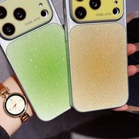 Coque de téléphone tendance à grande fenêtre dégradée et pailletée pour iPhone 17 Pro Max 16 15 14 Plus 13 12 11 avec protection d'objectif en verre et coque arrière