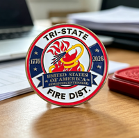 Pièce commémorative patriotique de la Brigade des pompiers des Trois États en émail souple de qualité supérieure, avec texte et motif gravés sur mesure