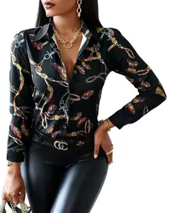 Nuovi top Casual Streetwear 2021 camicetta da donna moda camicetta con stampa floreale Sexy camicie a maniche lunghe allentate con scollo a v elegante da donna