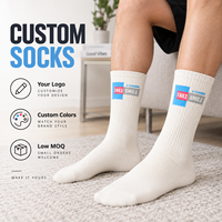 Chaussettes en coton personnalisées à marque privée, avec motifs textiles tissés, possibilité de personnaliser le logo et les couleurs