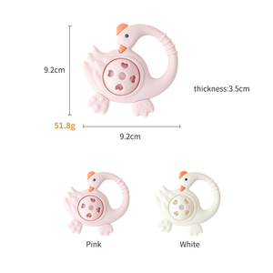 Hochet pour bébé en silicone souple, jouet de dentition sans BPA, qualité alimentaire pour les nourrissons de 0 à 6 mois, jouet sensoriel de développement - Product Image 4