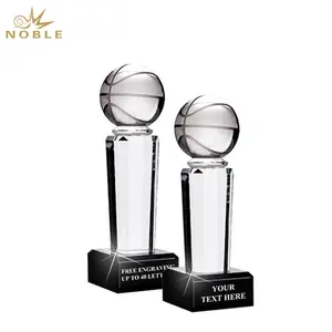 Noble Onyx Pedestal Crystal Glass Wholesale Outdoor Sports Custom Personalized Bespoke Logo Basketball Trophy Award