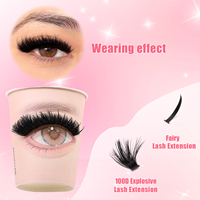 Faux Cils en Touffes Volumineux en Gros Courbure D, Extensions de Cils DIY, Marque Privée