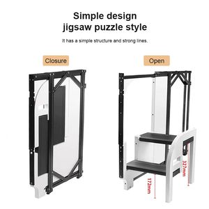 Escabeau pliant multifonctionnel <span class=keywords><strong>2</strong></span> <span class=keywords><strong>marches</strong></span> pour adultes, léger, compact, sûr, étroit, robuste, facile à ranger - Product Image 6