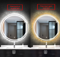 Bande lumineuse LED intelligente, moderne, circulaire, givrée, à intensité variable et à écran tactile pour hôtels, salles de bain, salons et gymnases