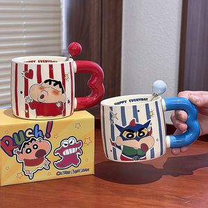 Crayon Shin-Chan <b>Ceramic</b> <b>Mug</b> with Lid Attractive Cartoon Design for Office Home Use for Couples Girls' Breakfast Evening Drink - Product Image 3