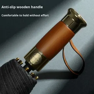 Paraguas Plegable Automático de 25 Pulgadas con 10 Varillas, Mango 70% de Madera, Apertura y Cierre Automáticos, para Publicidad, Negocios, Sol y Lluvia - Product Image 5