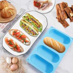 Silicone Hot Dog Mold 4 Cavity Food Grade Nonstick Sausage Bread <b>Cake</b> Finger Biscuit Ice Soap Oval Toast Baking Mold - Product Image 3
