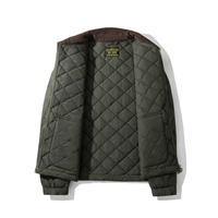 Veste matelassée en velours côtelé pour homme avec col en velours côtelé, logo personnalisé, vente en gros, style vintage classique, vêtement d'extérieur chaud pour l'hiver