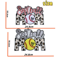 Patch en chenille « Maman Softball » à thermocoller, brodé de paillettes, pour T-shirts, sweats à capuche, vestes et projets DIY