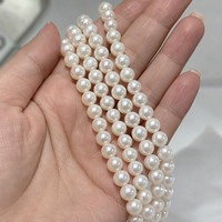 Perle d'eau douce naturelle blanche de qualité supérieure AAA 7-8 mm, lustre élevé, sans défaut, forme ronde, DIY