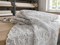 Tissu en dentelle brodée florale blanche, voile ajouré transparent pour voile de mariée, robe de soirée, vêtement de fête, décoration de rideau de maison