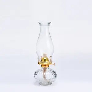 wholesale Customs empty Round Jar glass bottle oil lamp with wicks home decor old glass oil lamp with golden copper wick