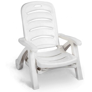 <span class=keywords><strong>Sdraio</strong></span> <span class=keywords><strong>Pieghevole</strong></span> in Plastica per Spiaggia, <span class=keywords><strong>Sedia</strong></span> da Esterno per Patio e Terrazza, Lettino Regolabile con 5 Posizioni Reclinabili e Braccioli, Bianco - Product Image 2