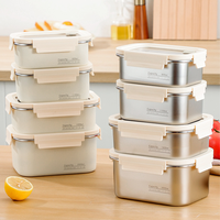 Boîtes alimentaires en acier inoxydable avec couvercle pour fruits frais, boîte repas cantine, boîte à bento, boîte à lunch personnalisée de qualité supérieure