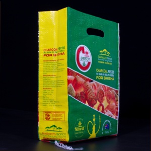 Sacs tissés en PP recyclé doublement laminés personnalisés avec poignée, scellage thermique, logo personnalisé, <span class=keywords><strong>sac</strong></span> d'emballage pour riz 25KG - Product Image 1