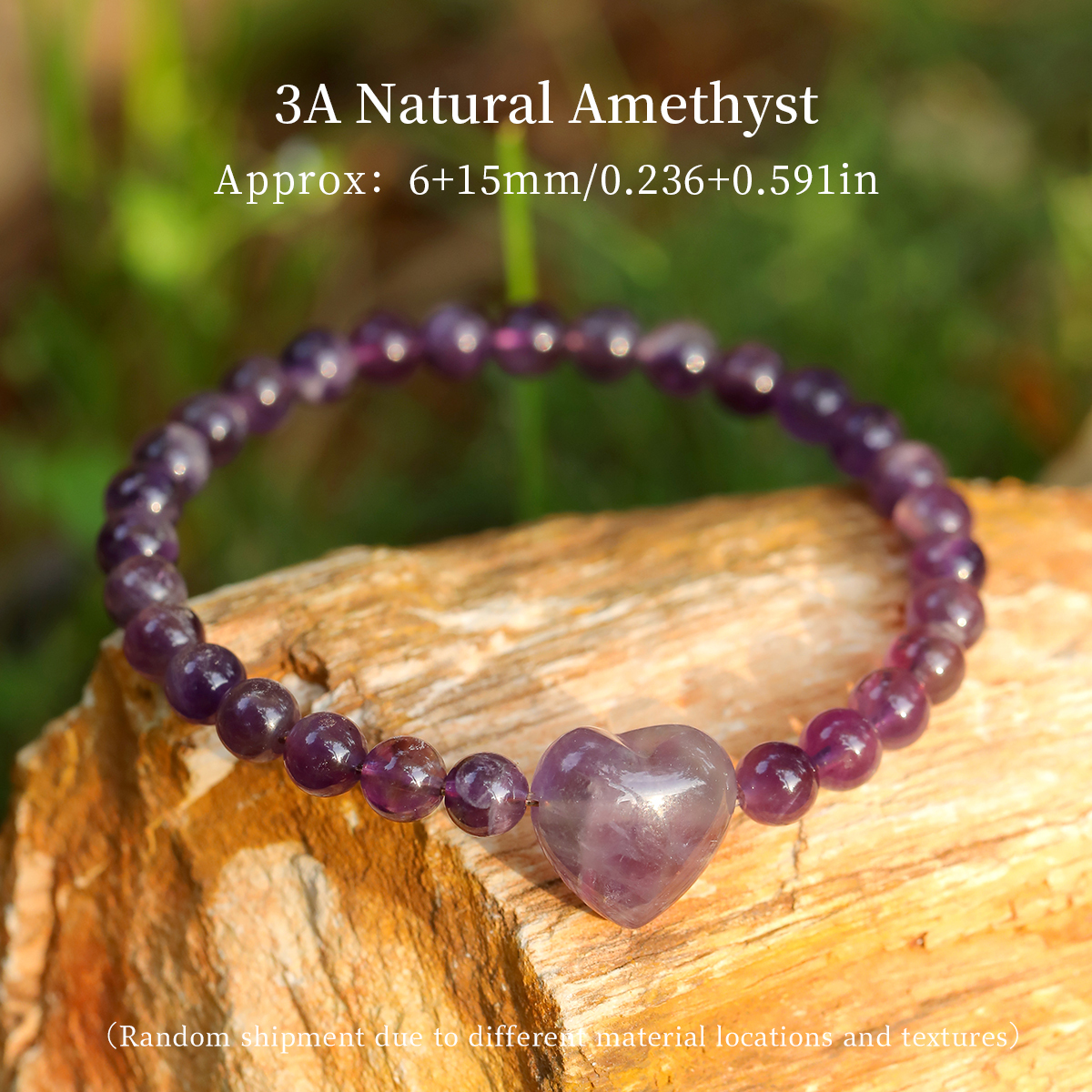 Bracciale con cuore di ametista naturale 3A