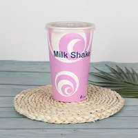 Gobelet en papier pour boissons froides, biodégradable, à paroi simple, avec revêtement PLA/PE, imprimé en couleur personnalisé, avec couvercles, 24 oz et 32 oz