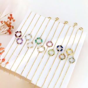 Bracelet en pierre <span class=keywords><strong>de</strong></span> <span class=keywords><strong>naissance</strong></span> personnalisé plaqué or, grenat naturel, améthyste, aigue-marine, mois <span class=keywords><strong>de</strong></span> <span class=keywords><strong>naissance</strong></span>, bracelet en pierres précieuses, bijoux - Product Image 2