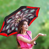 Vente en gros Offre Spéciale Double tissu coupe-vent poignée en forme de C à l'envers inversé pluie voiture uv ombre parapluie