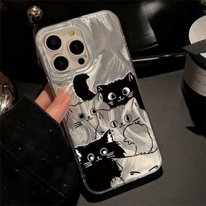 Ốp điện thoại hình mèo dễ thương tương thích với <span class=keywords><strong>iPhone</strong></span> 17 17AIR 16 PRO 15 14 13 12 11Pro Max XR XS 7 8 PLUS, chất liệu PC, chống sốc - Product Image 2