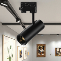 Projecteur sur rail LED COB 18W orientable anti-éblouissement, angle réglable de 15 à 60 degrés, intensité variable, CRI 95 élevé, éclairage moderne pour musées et salles d'art