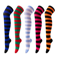 Chaussettes hautes de compression pour femmes de grande taille Bas rayé tricoté respirant sur la longueur du genou pour un usage quotidien