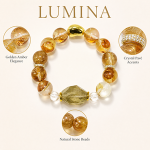 Bracelet en Quartz Golden Healer Naturel avec Pendentif en Quartz Rutile Facetté, Bracelet Énergétique en Galet d'Or Organique OEM - Product Image 2