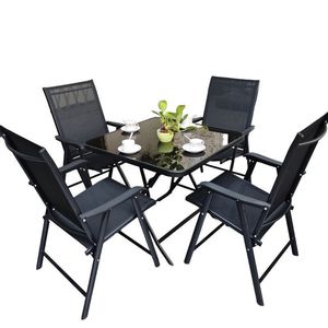 Meubles de jardin, chaise pliante portable, table en verre trempé, mobilier d'extérieur pour balcon, salon de thé, cour - Product Image 6