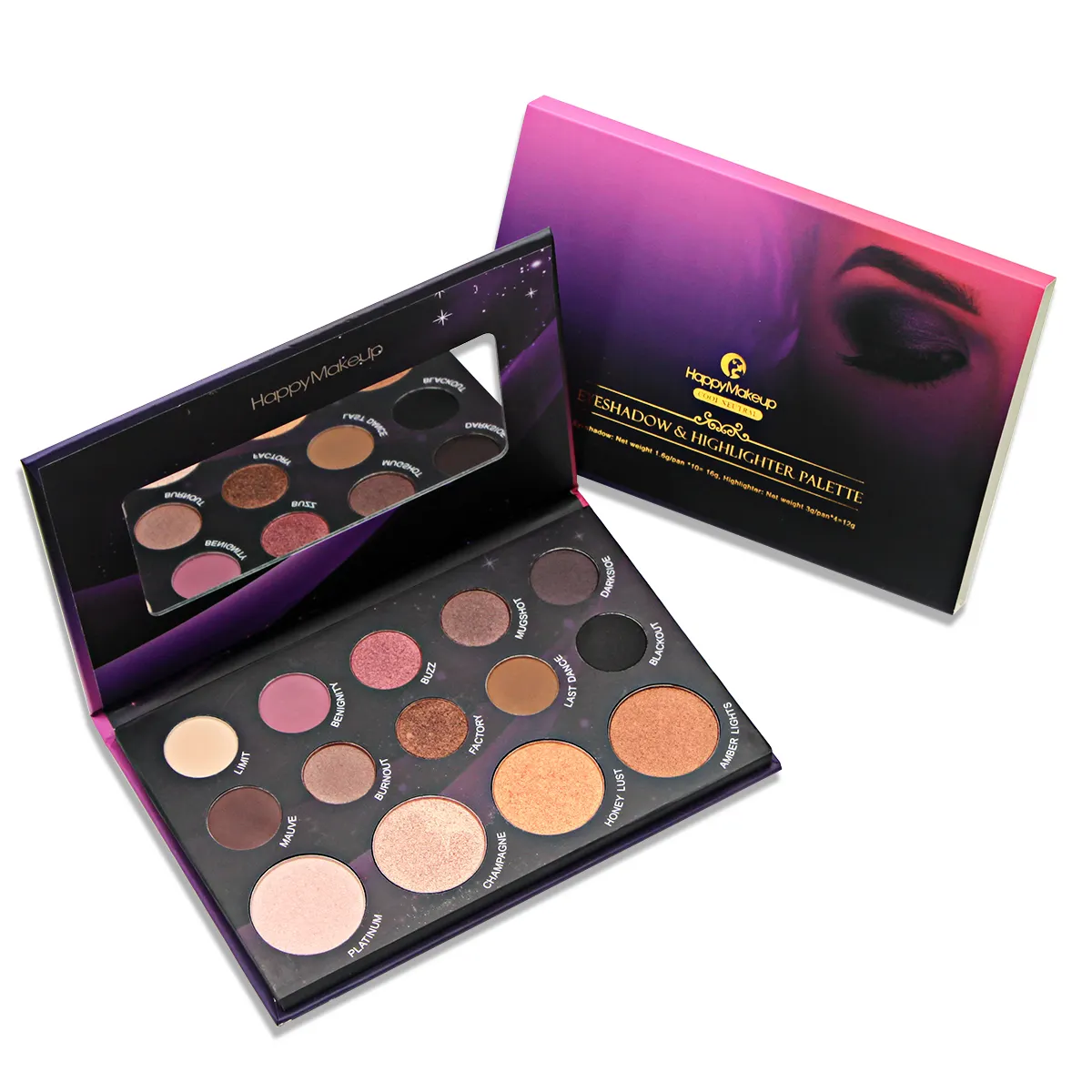 HMU-Versand schnelle hochpigmentierte Augenschatten-Palette beste Qualität Großhandel 14-Farben veganes Pigment Kosmetik-Makeup-Augenschatten-Palette