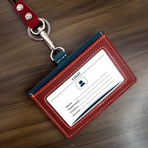 Boshiho Factory Leather Business Card <b>Holder</b> <b>ID</b> Badge <b>Id</b> Card with Strap Lanyard for Work Use - Product Image 5