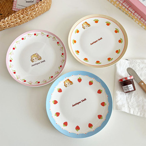Pratos de Salada, Sobremesa, Massa e Bife, Tigelas de Sorvete, Prato de Cerâmica Criativo para Sobremesa e Bolo com Temas de Coração de Menina, Urso e Coelhinho - Product Image 2