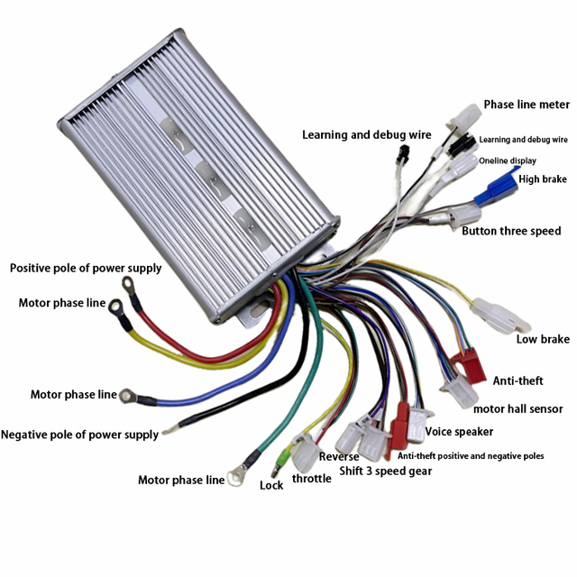 24/36/48/60V 72V 1200W Brushless Dc BLDC Hub Motor Controller Brushless Scooter Motor Controller for Electric Bike Tricycle