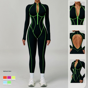 <span class=keywords><strong>Tuta</strong></span> da Yoga ad asciugatura rapida con colore a contrasto <span class=keywords><strong>tuta</strong></span> da ginnastica attillata per il Fitness ad alta intensità - Product Image 4