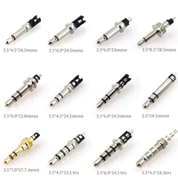 Prise casque mâle 3,5 mm en cuivre, stéréo TRS, plaqué or, haute durabilité, fils apparents 14 mm