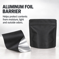 Pochette de support en mylar de couleur unie en gros sac intérieur en feuille d'aluminium avec fermeture à glissière refermable avec sac d'emballage en plastique anti-odeur