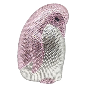 Sac de soirée de luxe pour femme, pochette ornée de strass et de cristaux, motif pingouin, sac à main scintillant pour événements, sorties au zoo et fêtes - Product Image 1