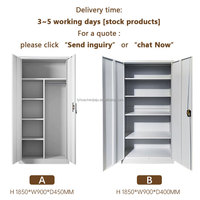 Armoire de Rangement Moderne pour Maison à 2 Portes, Penderie en Métal Acier avec Miroir pour Chambre à Coucher, Conception Personnalisée