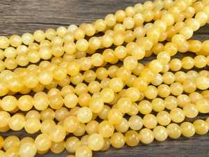 Perles de jade jaune naturel de qualité A, lisses et rondes, de 15 pouces, 2mm 3mm 4mm 6mm 8mm 10mm 12mm, en vrac, vente en gros - Product Image 3